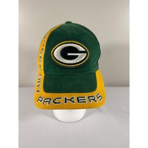 Vintage Green Bay Packers Hat Logo Athletic Strapback Cap 90s NFL Side Split
